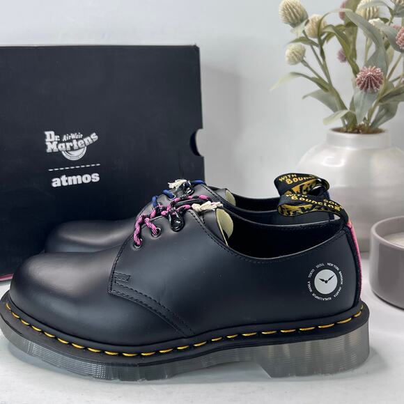 Dr Marten 1461 Atoms Leather Slip Resistant Oxford Shoe Black Men 7 Women 8 NWB - Picture 1 of 11